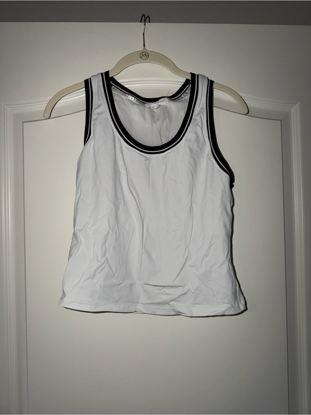 Carly Jean Los Angeles White Tank Top with Black Trim
